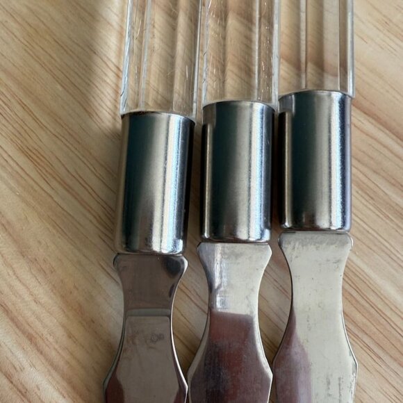 Vintage Rialto Octagonal Lucite Seafood Forks Japan Set Of 3 Stainless Steel Han - Picture 3 of 8